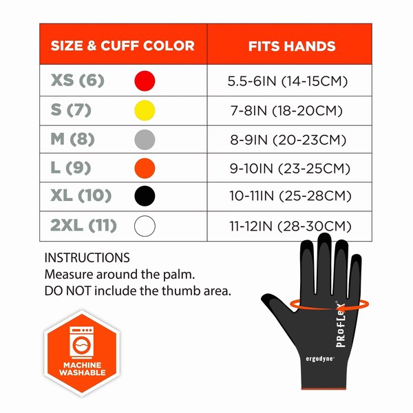 Guantes recubiertos de nitrilo Proflex By Ergodyne 7021, 144 pares, color lima, tamaño 2XL, 144 piezas - 17856
