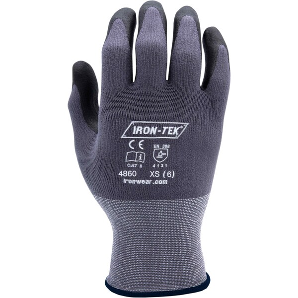 Guante Iron-Tek de 15 ga con recubrimiento de nitrilo espumado, resistente a desgarros de Ironwear | Con puño extendido y costuras reforzadas PR-4860-XS