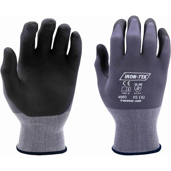 Guante Iron-Tek de 15 ga con recubrimiento de nitrilo espumado, resistente a desgarros de Ironwear | Con puño extendido y costuras reforzadas PR-4860-XS