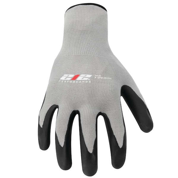 Guantes de trabajo multipropósito con palma de nitrilo espumado sin costuras en gris, tamaño 2XGrande - SFN-06-012