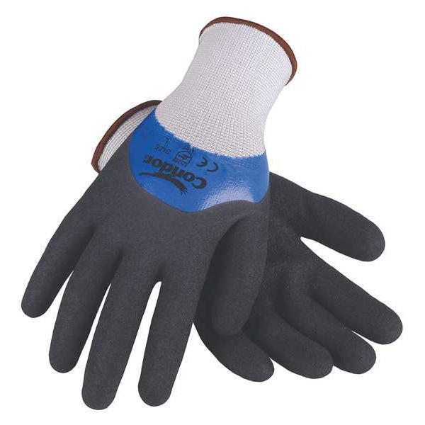 Guantes recubiertos de nitrilo Condor, cobertura de 3/4 en inmersión, negro/azul, 2XL, PR - 29JW01