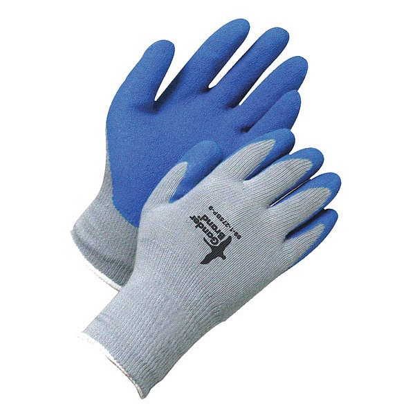 Bdg Guante de tejido sin costuras en polialgodón azul claro con palma de látex arrugado azul, empaquetado en película retráctil, talla L (9) - 99-1-275BP-9-K