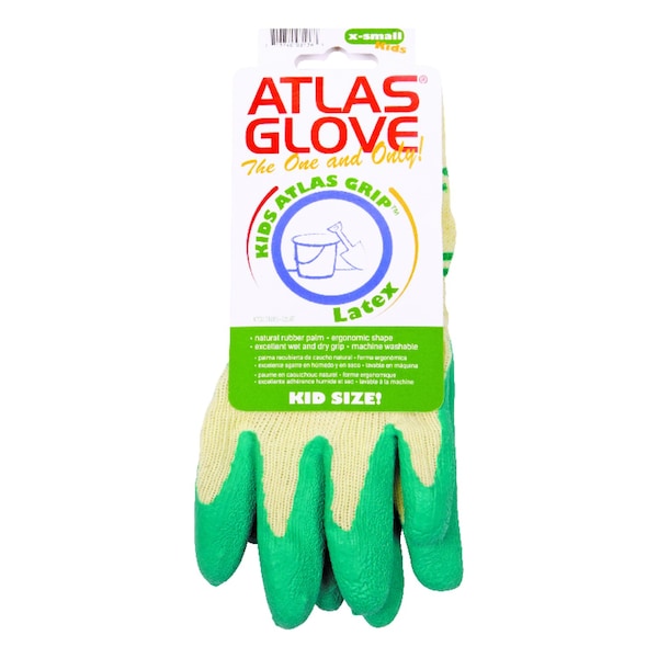 Guantes de jardinería para niños Showa Atlas Kid Tuff unisex para uso interior y exterior en verde/amarillo XS 1 par - 310GXS-06.RT