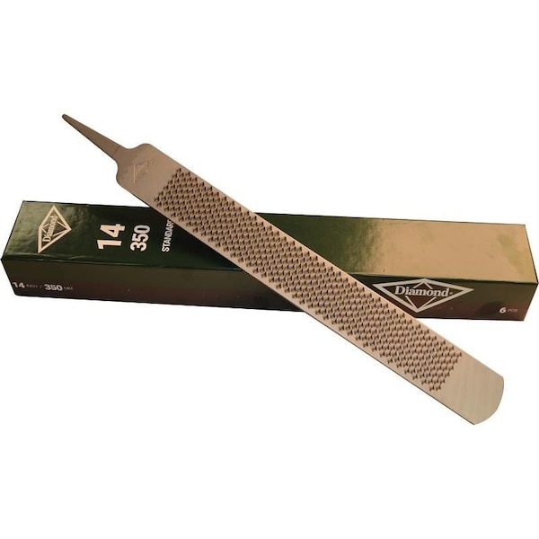 Diamond Farrier Horse RaspFile, Rectangular Profile, American Tooth Pattern, Single Cut, 14 in L Blade - HR14N