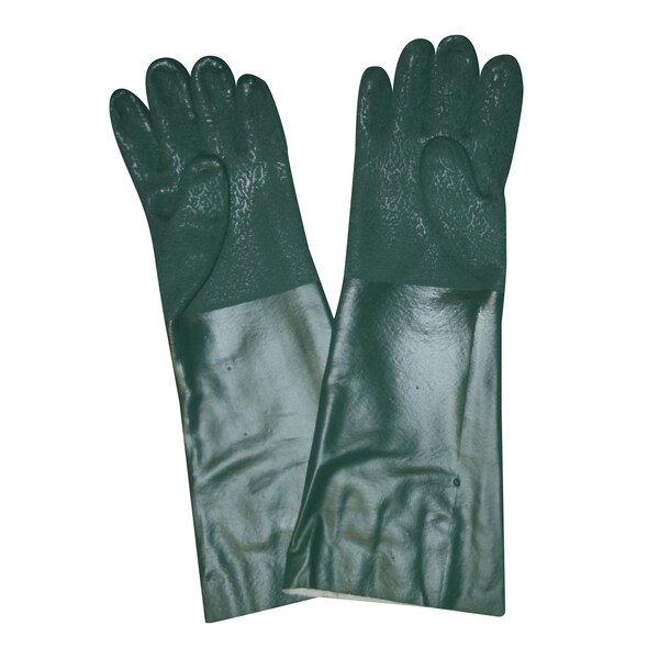 Guantes forrados de jersey con agarre grabado, de PVC verde de doble capa, de 18 pulgadas, paquete de 12 - 5218J