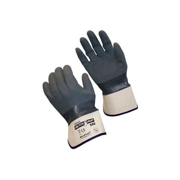 Guantes recubiertos de Nitrilo con acabado Micro-Finish™, marca Pip PIP, 56-AG588, Talla S, Gris/Blanco, 12 pares - 56-AG588/S