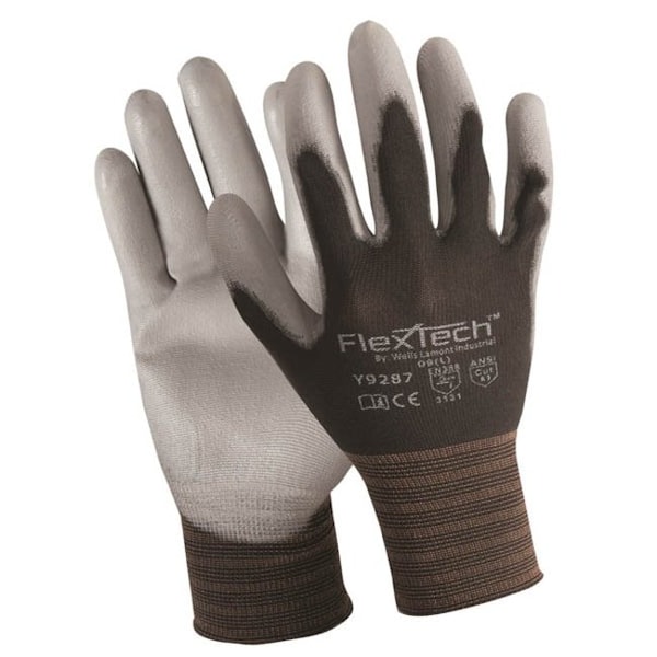 Guantes recubiertos de poliuretano Wells Lamont, Cobertura de palma, Negro/Gris, XL, PAR - Y9287XL