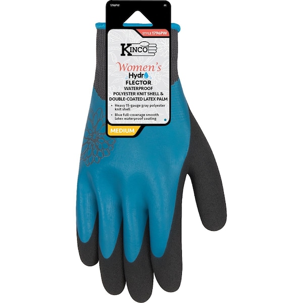 Guantes Kinco para Mujer HydroFlector a Prueba de Agua con Concha de Punto y Palma de Látex de Doble Capa - 1796PW-S
