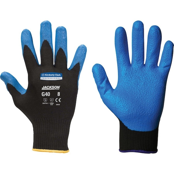 Guantes Kleenguard, recubiertos de nitrilo, tamaño pequeño, 60 pares por caja, negro/azul, paquete de 5 - KCC40225CT