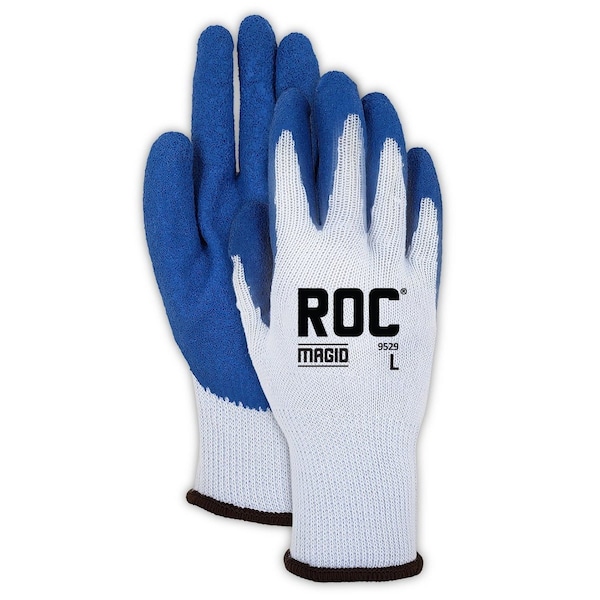 Guantes con recubrimiento de palma de látex áspero Magid MultiMaster 9529, tamaño L, paquete de 12 - 9529-L