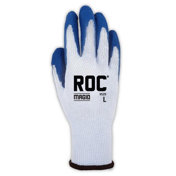 Guantes con recubrimiento de palma de látex áspero Magid MultiMaster 9529, tamaño L, paquete de 12 - 9529-L