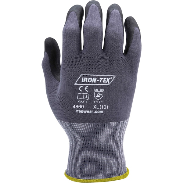 Guante Ironwear Iron-Tek de 15 ga resistente a desgarros | Revestimiento de espuma de nitrilo con puño extendido | Costuras reforzadas PR - 4860-XL