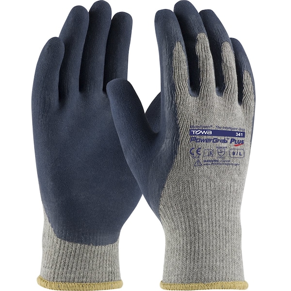 Guantes recubiertos de látex Pip, cobertura en la palma, azul/gris, M, paquete de 12 - 39-C1600/M.