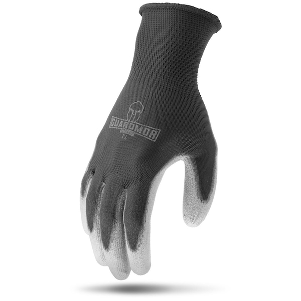 Guante de punto de poliéster de 13 g color negro con palma recubierta de PU y puño XL - G15PSP-K1L de seguridad Lift