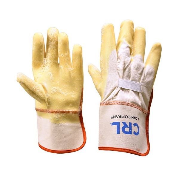 Guantes de palma de caucho natural con acabado arrugado en los puños de la muñeca de Cr Laurence - 12W