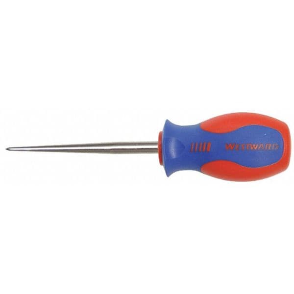 Westward Ergonomic Scratch Awl, Tip Size 1/4 in, Overall Length 5 1/2 in, Red/Blue - 401L08