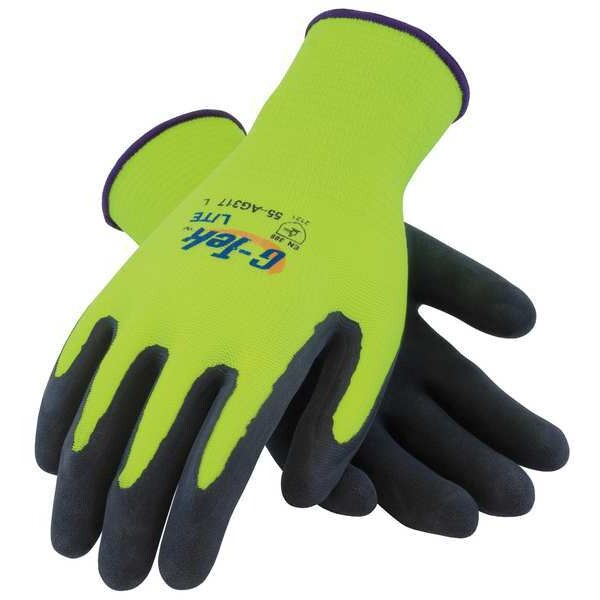 Guantes recubiertos de látex Pip Hi-Vis, cobertura en la palma, negro/amarillo, 2XL, par - 55-AG317/XXL