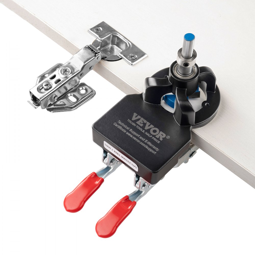 VEVOR 35 mm Concealed Door Hinge Jig, Aluminum Alloy Cabinet Hinge Jig, Accurate Locking Dual Clamp Fixation Hinge Drill Jig with Accessories, Woodworking Tool for Doors Cabinets Hinges Mounting - JLDWKKQTS35MMM9D7V0