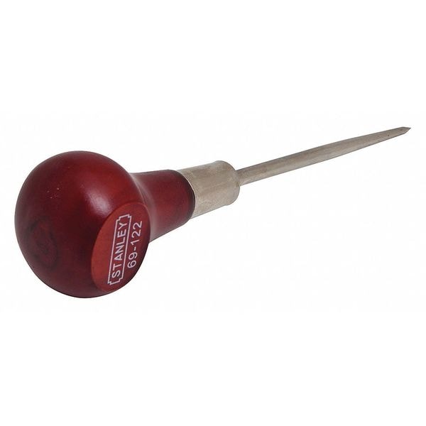 Stanley Wood Handle Scratch Awl, Tip Size 3/16 in, Overall Length 6 1/16 in, Red - 69-122