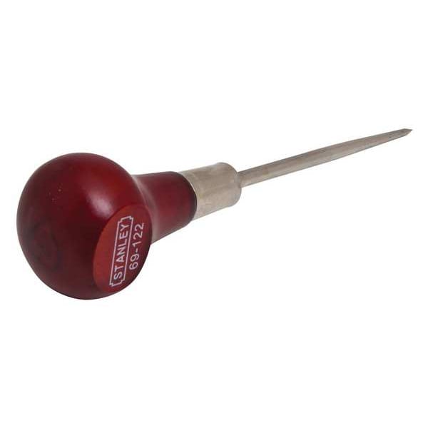 Stanley Wood Handle Scratch Awl, Tip Size 3/16 in, Overall Length 6 1/16 in, Red - 69-122