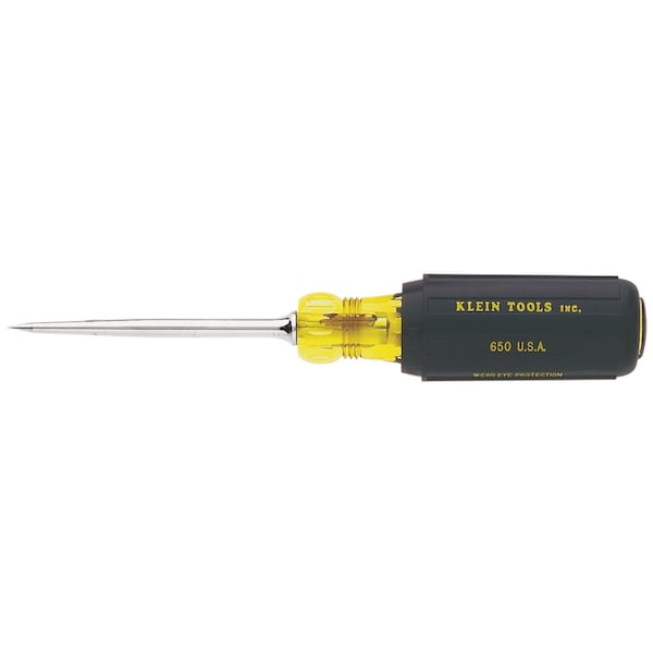 Klein Tools Cushion Grip Scratch Awl, Tip Size 3 1/2 in, Overall Length 7 7/8 in, Yellow/Black - 650