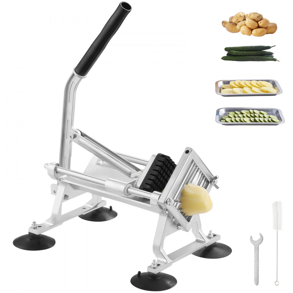 VEVOR Commercial Vegetable Slicer, 3/8 inch Fruit Slicer, Stainless Steel and Aluminum Alloy Vegetable Cutter Slicer Machine, Manual Slicer with Non-slip Feet, for Radishes, Onions, Potatoes, Lemons - FQQPJWS38INCMIPZFV0