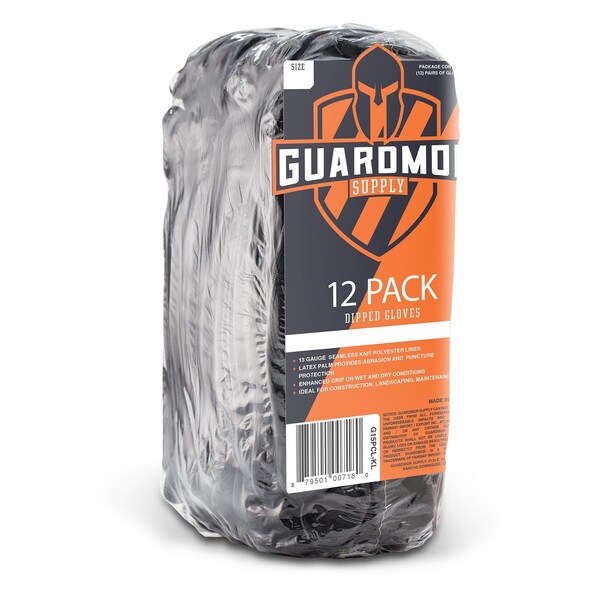 Guante de palma de seguridad Lift Safety POLY TEXTURED NITRILE Nitrilo Negro con Microespuma de 13 Gauge MED - G18PTN-KM
