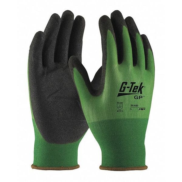 Guantes recubiertos de nitrilo Pip, cobertura de palma, negro/verde, M, paquete de 12 - 34-400/M