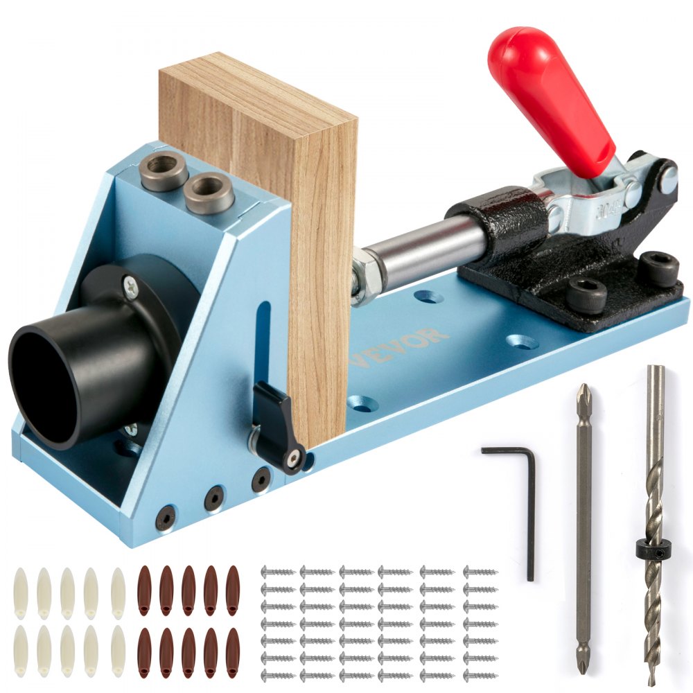VEVOR Pocket Hole Jig Kit, M4 Adjustable & Easy to Use Joinery Woodworking System, Professional and Upgraded Aluminum, Wood Guides Joint Angle Tool w/Drill Bit Hex Key Screws for DIY Carpentry - XKKJJFFFBDDWC944RV0