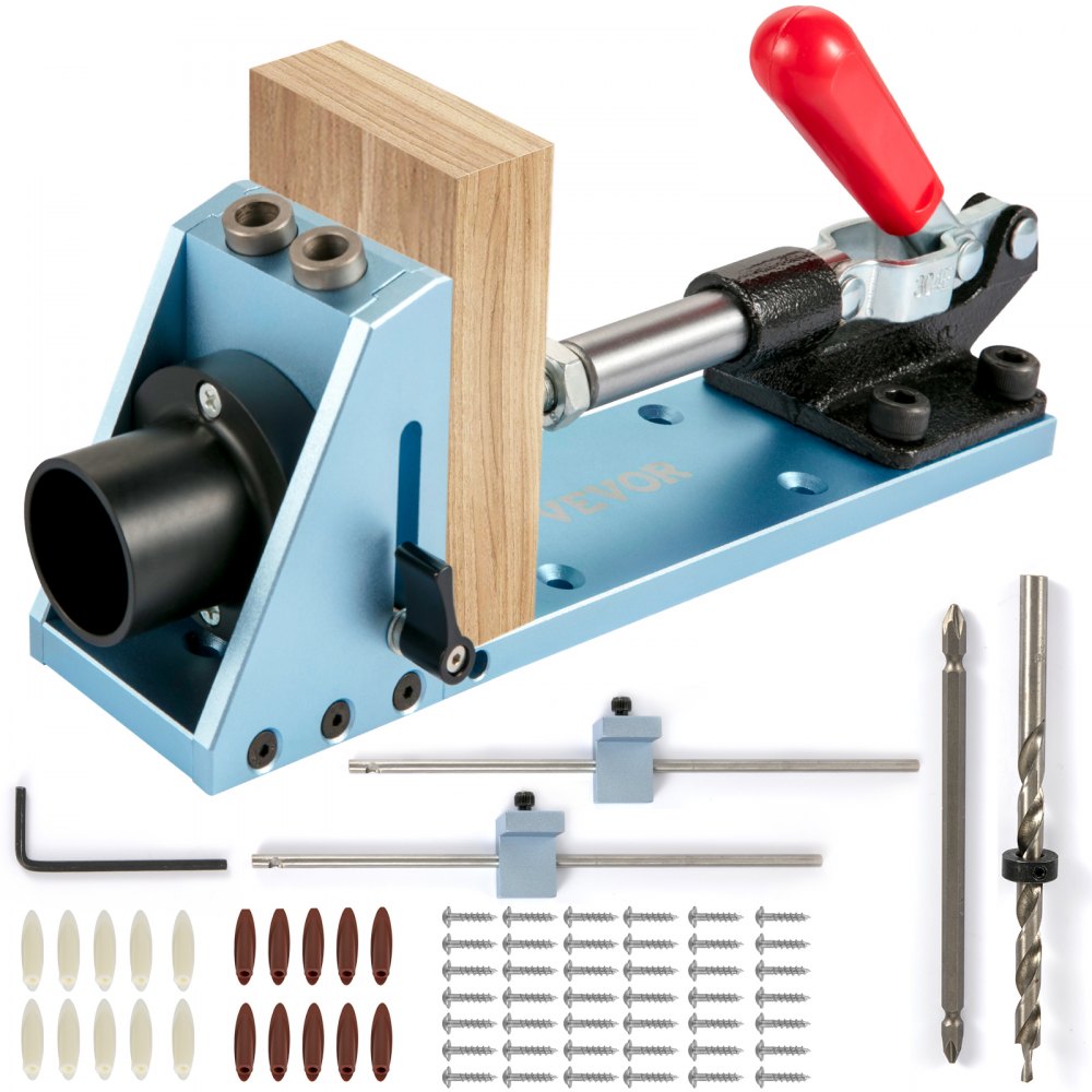 VEVOR Pocket Hole Jig Kit, Adjustable & Easy to Use Joinery Woodworking System, Professional and Upgraded Aluminum, Wood Guides Joint Angle Tool with Extension Rod Screws for DIY Carpentry Projects - XKKJJSFFBDDWCCZOIV0