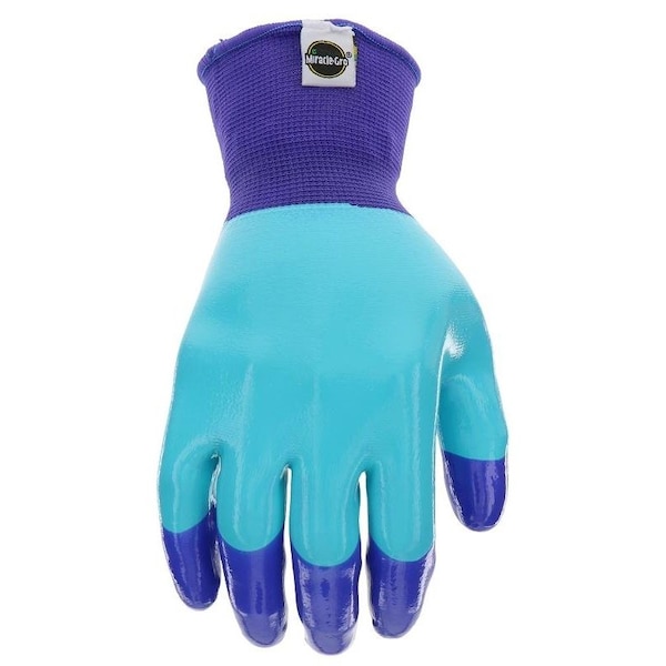 Guantes de jardín transpirables Miracle-Gro MG30855WML, para mujer, ML, recubrimiento de látex, guante de goma, azul - MG30855/WML