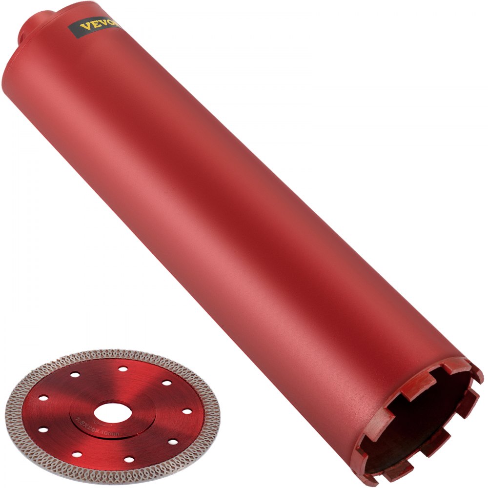 VEVOR Diamond Core Drill, 4.5"/114mm Diameter Core Drill Bit, 14"/355mm Concrete Core Drill Bit, 5/8"-11 Thread Core Bit, Dry/Wet Drill Core Bits w/a Blade, Diamond Wet Coring Bit For Concrete Brick - JGSKZY4.514INMPFAV0