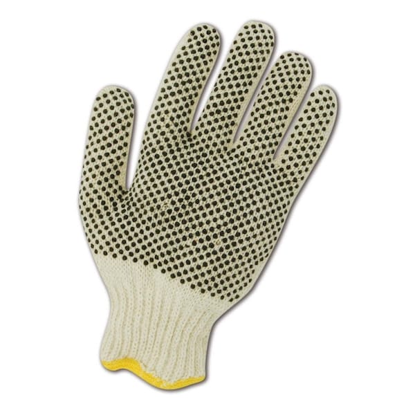 Guantes de Tejido de Máquina Magid MultiMaster Blanco con Puntos de Plástico Negro de un Lado, Paquete de 12 - T936P