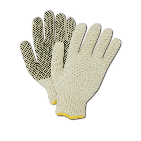 Guantes de Tejido de Máquina Magid MultiMaster Blanco con Puntos de Plástico Negro de un Lado, Paquete de 12 - T936P