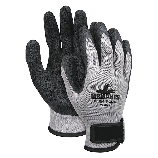 Guantes recubiertos de látex MCR Safety, cobertura en la palma, negro/gris, L, par - 9688VL
