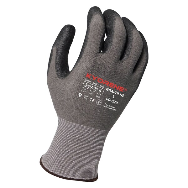 Kyorene 15g Gris Kyorene Grafeno A1 Forro con recubrimiento negro de poliuretano en palma Guantes PK - 00-020 (XXL)