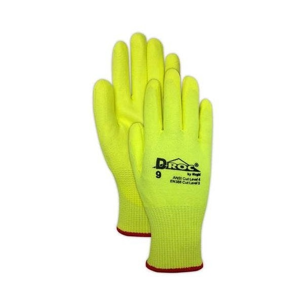 Guantes de trabajo con recubrimiento de palma de poliuretano de alta visibilidad Magid Shrink Wrapped DROC nivel de corte 2 - SWGPD525HV-10