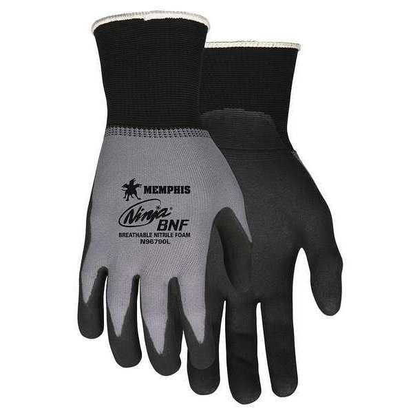 Guantes recubiertos de espuma de nitrilo Mcr Safety, cobertura en la palma, Negro/Gris, XS, Par - N96790XS
