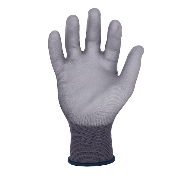 Guantes de trabajo de Nylon de 13 ga. con recubrimiento de palma de poliuretano, color gris, tamaño L - CM2010 de Azusa Safety Commander.