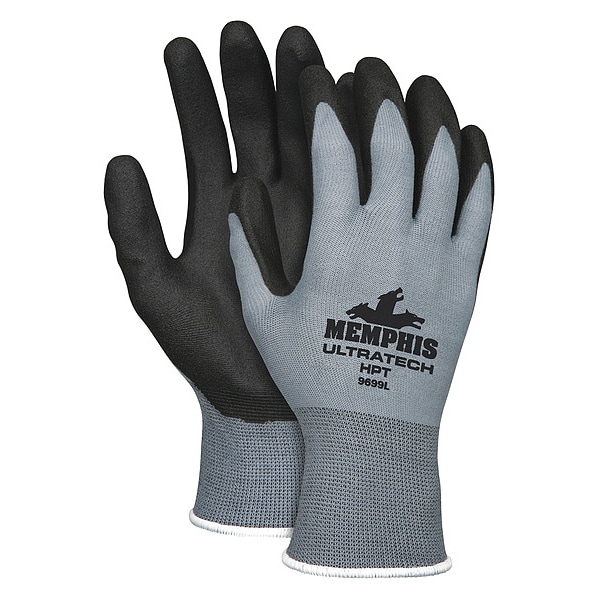 Guantes recubiertos con HPT de Mcr Safety, cobertura en la palma, negro/gris, 2XL, PR - 9699XXL