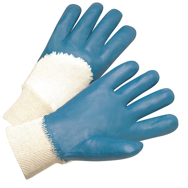 Guantes de protección recubiertos de nitrilo de West Chester, cobertura 3/4 de inmersión, azul/blanco, L, paquete de 12 - 4060/L.