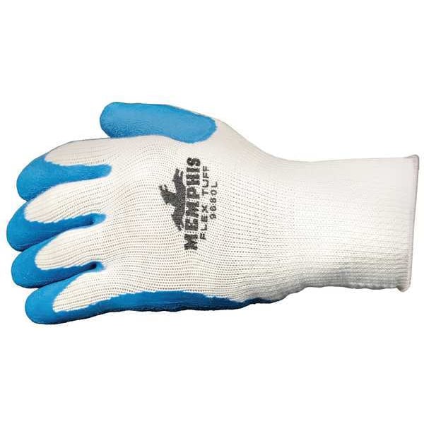 Guantes recubiertos de látex Mcr Safety, cobertura en la palma, azul/blanco, XL, PR - 9680XL
