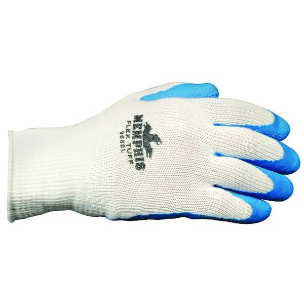 Guantes recubiertos de látex Mcr Safety, cobertura en la palma, azul/blanco, XL, PR - 9680XL