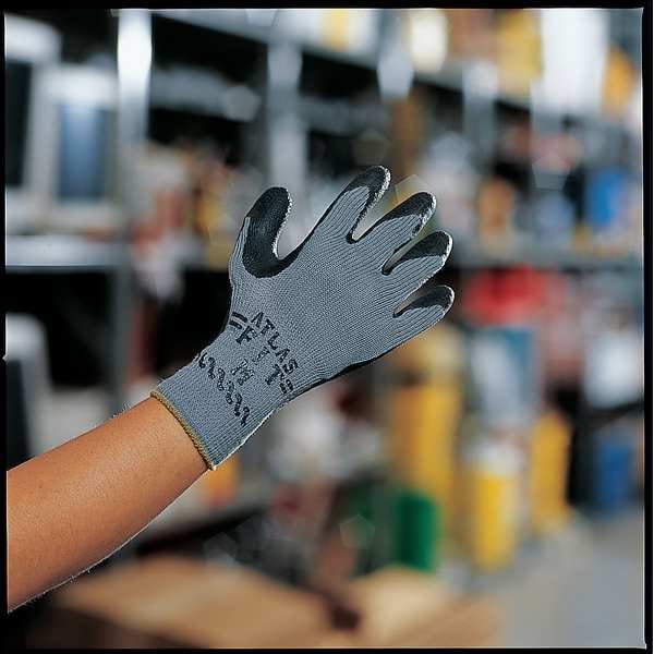 Guantes recubiertos de látex natural Showa, cobertura de palma, negro/gris, L, PR - 300BL-09