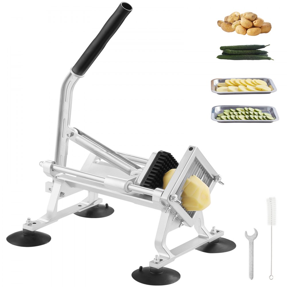 VEVOR Commercial Vegetable Slicer, 1/4 inch Fruit Slicer, Stainless Steel and Aluminum Alloy Vegetable Cutter Slicer Machine, Manual Slicer with Non-slip Feet, for Radishes, Onions, Potatoes, Lemons - FQQPJWS14INCM6M4PV0