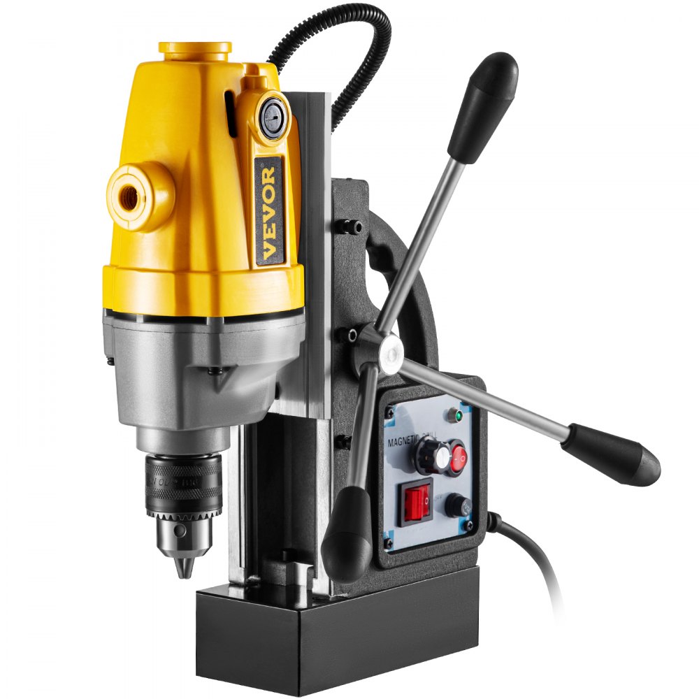 VEVOR Mag Drill, 0-550 RPM Stepless Speed Electromagnetic Drill Press, 3.9" Depth 0.5" Dia Magnetic Core Drill, 1910lbf Boring Tool Drill Press, 750W Drill Press, Yellow and Black Drill Machine - CLZDS13MM110V6E6NV1