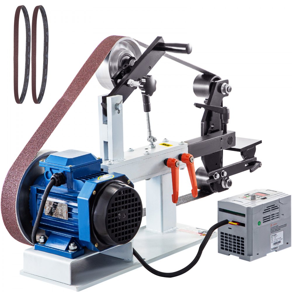 VEVOR 1500W 2HP Belt Sander Grinder, 2" x 82" Variable Speed Belt Grinder for Metalworking, 3 in 1 Belt Sander Polisher with 3 Grinding Moulds & Flat Platen Tool Rest for Knife Making - 1.5KWTSSGJ0000001V1