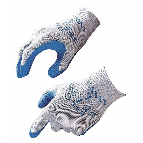 Guantes recubiertos de látex de caucho natural Showa, cobertura en la palma, azul/gris, tamaño grande, paquete de 12 - 30009BX