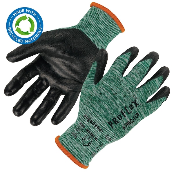 ProFlex de Ergodyne Guantes recubiertos de PU reciclado, verdes, Talla S - 7002-ECO