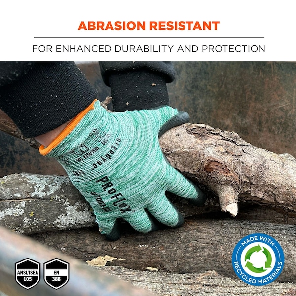 ProFlex de Ergodyne Guantes recubiertos de PU reciclado, verdes, Talla S - 7002-ECO